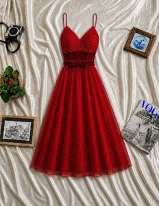 Red flared dress