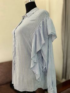 Striped Ruffle Sleeve Shirt