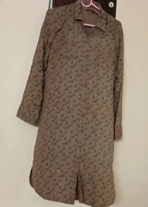 Brown Printed Shirt Dress