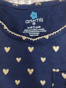 Artemis Navy Heart Print Night suit