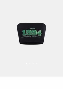 Savana Black Y2K Graphic Bandeau Tube Top