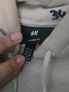 ​H&amp;M Beige Oversized Fleece Hoodie