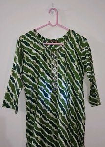 Green Striped Jaipuri Kurta for women