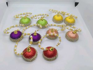 Colorful silk thread jhumaka