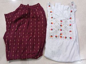 Elegant Kurta Set with Embellished Neckline