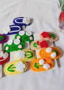 Handmade Crochet Hair Clips Set