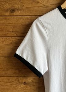 White Cropped T-Shirt with Black Trim