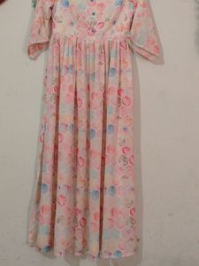 Georgette White Multi Colour Kurti