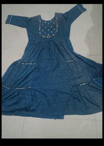 Embellished Teal Kurta with Earrings