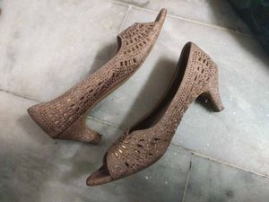 Glittery Open Toe Heels
