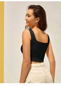 Black Ribbed Cropped Tank