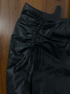 Charcoal Leather Skirt