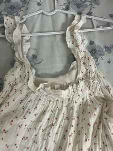 White cherry  print midi dress ( it si free size)
