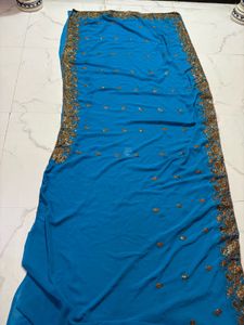 Beautiful Blue Embellished Saree