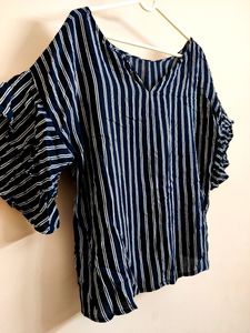 🔥BUY1GET1🔥women's Navy blue off-white striped to