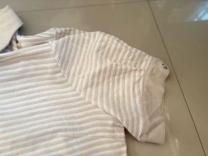 Striped Polo Neck T-Shirt