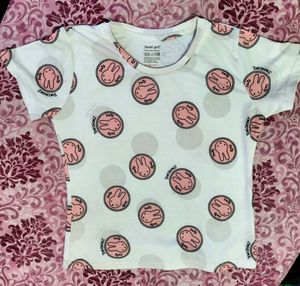 Rabbit Print Regular Tshirt - Pink And White