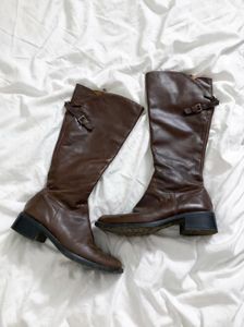 Brown Leather Knee-High Boots