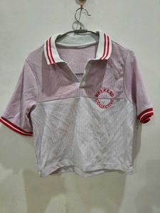 Pink &amp; White Collared Polo Shirt
