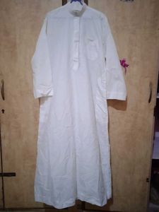 Men's White Abaya and Pyjama Set