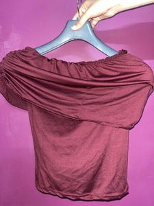 Off-Shoulder Draped Cherry Red Top