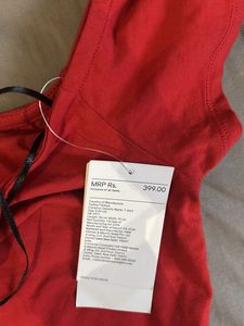 Red Off-Shoulder Top &amp; Denim Jacket