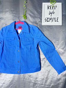 Chaps Blue Button-Up Jacket