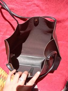 miniso Classic Black  Leather Tote