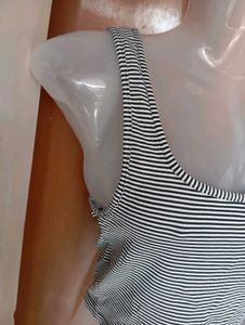 Striped Ribbed Crop Tank Top