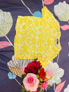 Yellow Floral Print Cropped Top