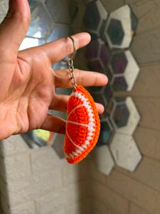 Orange Slice Crochet Keychain