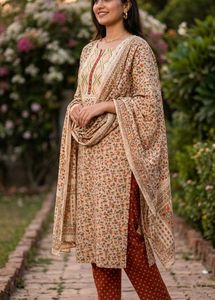 Floral Print Kurta Set with Pants &amp; Dupatta 3XL