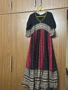 Elegant Black &amp; Maroon Ethnic Gown
