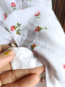 White Floral Button-Up Peplum Top