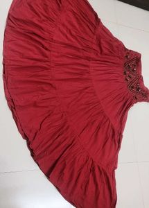 Party Wear Rust Embellished Ethnic Skirt