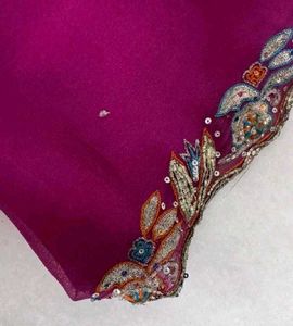 Beautiful Magenta Saree with Embellishments