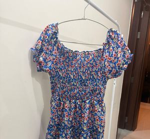 Stretchable Floral Print Mini Dress