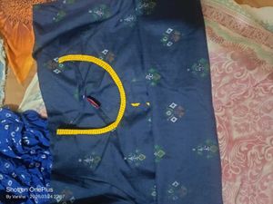 Blue Printed Kurta with White Inner Layer