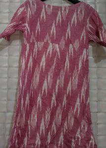 2 Kurtis Combo | Pink Printed + Blue Striped