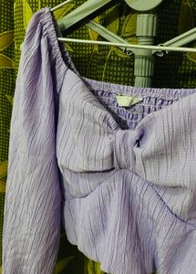 Lavender Textured Crop Top