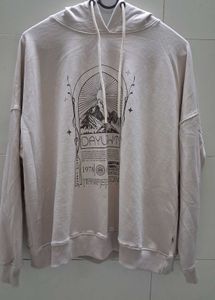 Cream Graphic Print Hoodie