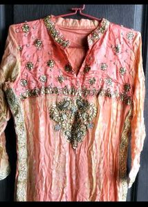 Embellished Peach Kurta set