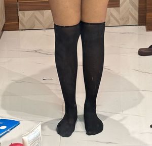 Combo of Two Black Thigh-High Stockings