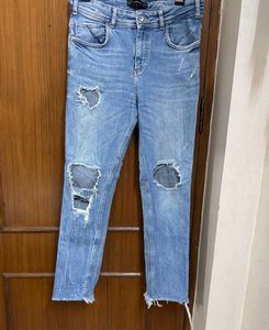 Zara Distressed Light Wash Jeans