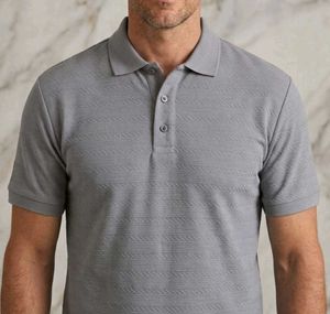 Men's Grey Textured Polo Shirt
