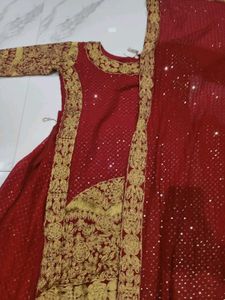 Elegant Red &amp; Gold Ethnic Suit size L