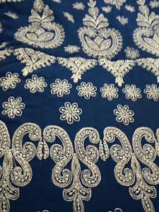 Royal Blue Printed Ethnic Gown