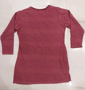 Maroon Graphic Print Tunic Top