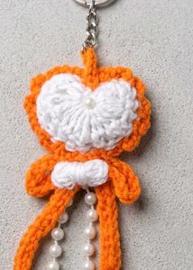 Cute Crochet Fox Keychain with Pearls