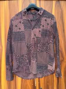 Men's Vintage Print Button-Up Shirt